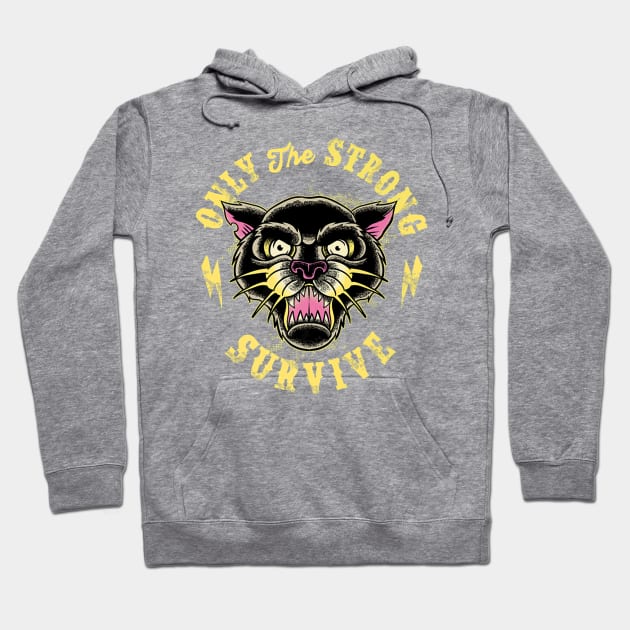 Black Panther Cat Strong Survive Tattoo Hoodie by Macy XenomorphQueen